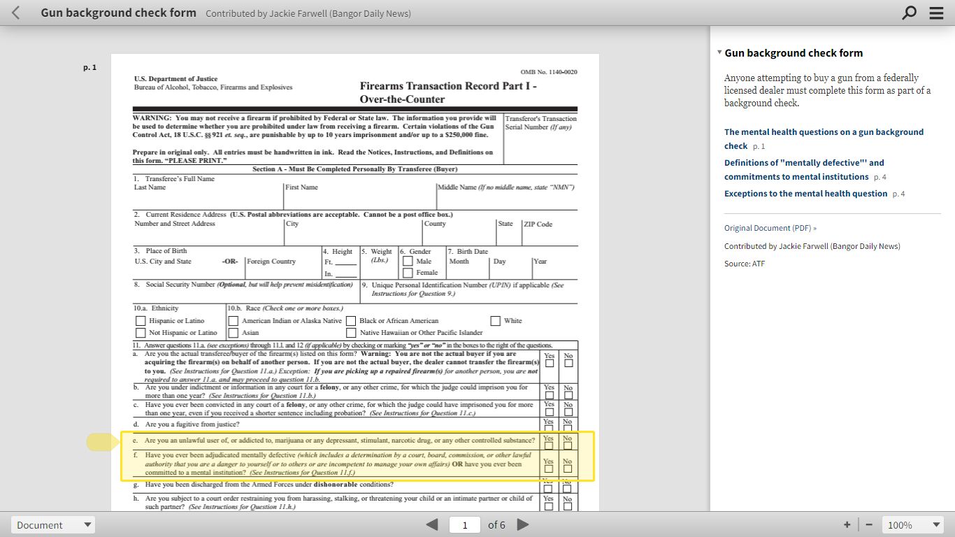 Gun background check form - DocumentCloud